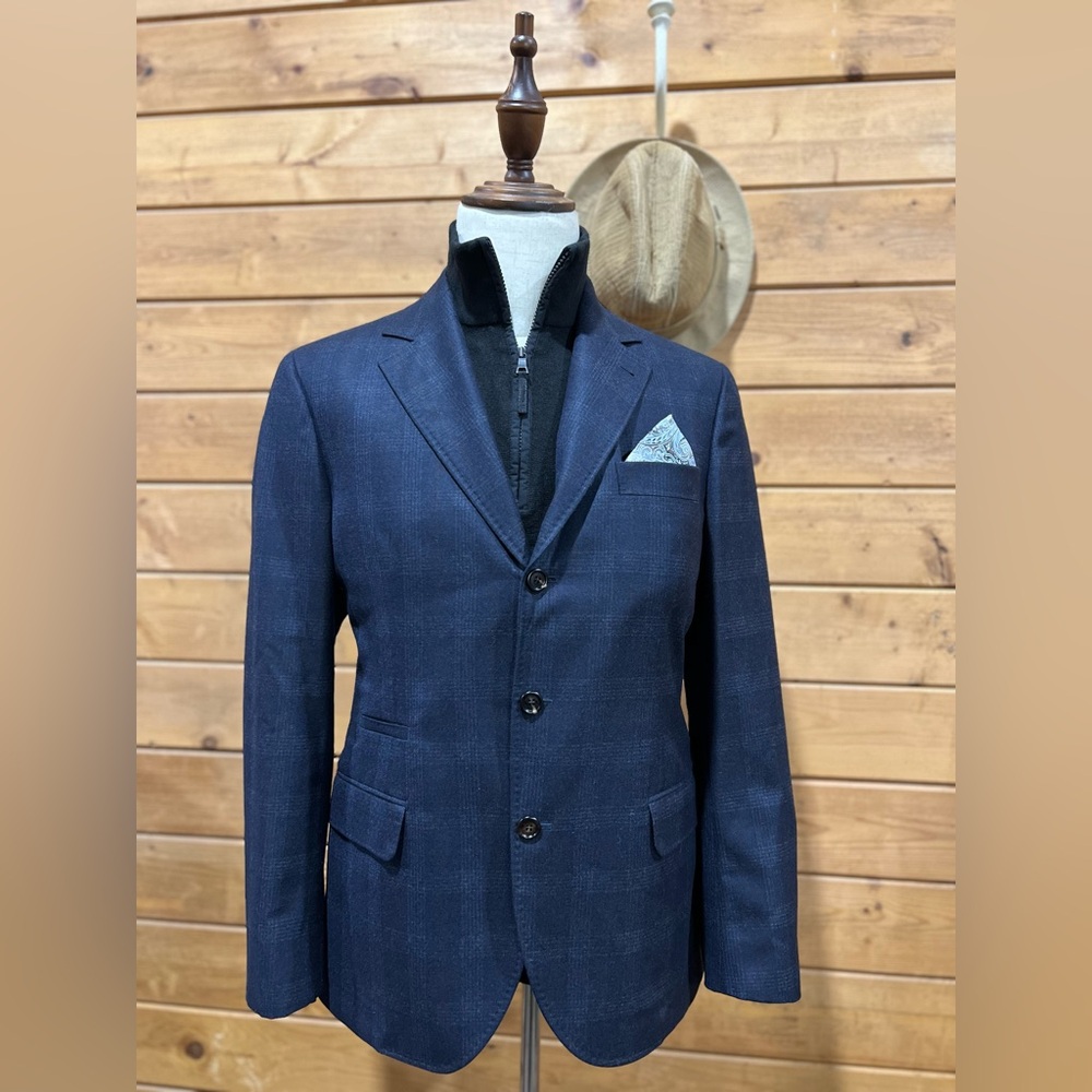 Brunello Cucinelli Virgin Wool Plaid Blazer Jacket EU 50 US 40 Italy